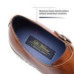 La Milano Mens Leather Double Monk Strap Oxford Slip-on Loafer Comfortable Formal Business Dress Shoes for Men