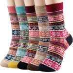 Nimalpal 5 Pairs Wool Socks - Wool Socks for Women Men Boot Socks Soft Crew Socks Winter Hiking Socks Cozy Socks Warm Socks