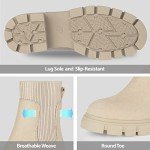 Athlefit Women's Chelsea Boots Fall Platform Ankle Boots Slip on Chunky Lug Sole Boots