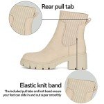 Athlefit Women's Chelsea Boots Fall Platform Ankle Boots Slip on Chunky Lug Sole Boots