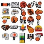 MelleFlarynsun Basketball Shoe Charms Fit for Croc Clog Wristband Bracelet Decoration Sports Pins Accessories Shoe Charm for Men Women Kids Teens Birthday Party Favor Gifts