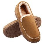 Vonair Mens Moccasin Slippers Indoor Outdoor Slip on Warm House Shoes Breathable Moccasins for Men 11 US Beige