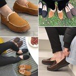 Vonair Mens Moccasin Slippers Indoor Outdoor Slip on Warm House Shoes Breathable Moccasins for Men 11 US Beige