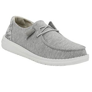 Hey Dude Women's Wendy Stretch Fleece Glacier Grey Size 8 | Women's Shoes | Women's Slip On Shoes | Comfortable & Light-Weight