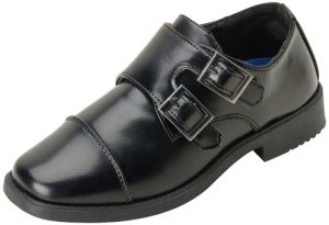 Josmo Boy’s Dress Shoes – Hook and Loop Double Monk Strap Cap Toe Oxford Loafers (Little Kid/Big Kid), Size 3 Big Kid, Black