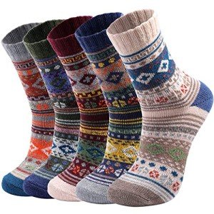 Nimalpal 5 Pairs Wool Socks - Wool Socks for Women Men Boot Socks Soft Crew Socks Winter Hiking Socks Cozy Socks Warm Socks