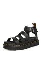 Dr. Martens Womens Blaire Fisherman Sandal, Black Hydro Leather, 8 US