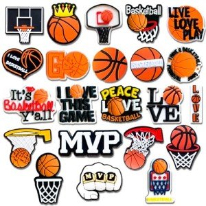 Wlyosvje 22Pcs Basketball Shoe Charms for Clog Sandals, Sports Ball Shoes Decoration Charms for Men Women