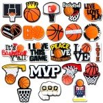 Wlyosvje 22Pcs Basketball Shoe Charms for Clog Sandals, Sports Ball Shoes Decoration Charms for Men Women