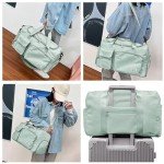 Suruid Travel Duffel Bag with Shoes Compartment Sports Gym Bag with Dry Wet Separated Pocket for Men and Women, Overnight Bag Weekender Bag Training Handbag Yoga Bag - Light Green