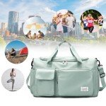Suruid Travel Duffel Bag with Shoes Compartment Sports Gym Bag with Dry Wet Separated Pocket for Men and Women, Overnight Bag Weekender Bag Training Handbag Yoga Bag - Light Green