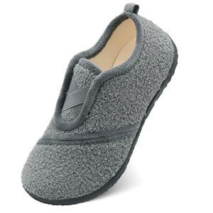 JIASUQI Womens Slip-on Moccasin Slippers for Women Bedroom Shoes Slippers Grey Size 8.5-9.5