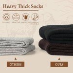 Toes Home Mens Socks for Winter, Warm Crew Wool Thermal Thick Hiking Boot Socks for Valentines Day Cozy Soft Heated for Cold Weather 5 Pairs Black