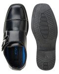 Josmo Boy’s Dress Shoes – Hook and Loop Double Monk Strap Cap Toe Oxford Loafers (Little Kid/Big Kid), Size 3 Big Kid, Black