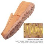 Moccasins for Men House Slippers Indoor Outdoor Plush Mens Bedroom Shoes with Hard Sole Beige 12 M US