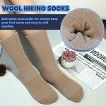 Justay 5 Pairs Merino Wool Socks for Women Winter Warm Thick Socks Cozy Knit Boot Crew Hiking Socks Gifts for Her
