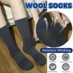 Justay 5 Pairs Merino Wool Socks for Women Winter Warm Thick Socks Cozy Knit Boot Crew Hiking Socks Gifts for Her