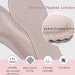 Pigskin Leather Cushion Inserts for Women, Self-Adhesive Barefoot Cushioning Shoe Insoles for High Heels, Sandals, Dress Shoes and Flats, Sockless Shoe Liners Anti-Slip and Ultra-Absorbent, 1 Pair