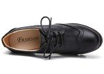 DADAWEN Women's Classic T-Strap Platform Mid-Heel Square Toe Oxfords Dress Shoes Black US Size 7