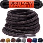 Miscly Round Boot Laces [1 Pair] Heavy Duty and Durable Shoelaces for Boots, Work Boots & Hiking Shoes (Black, 54 inches (137 cm))