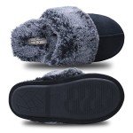 Jessica Simpson Women's Comfy Faux Fur House Slipper Scuff Memory Foam Slip on Anti-Skid Sole, Navy, Large