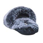 Jessica Simpson Women's Comfy Faux Fur House Slipper Scuff Memory Foam Slip on Anti-Skid Sole, Navy, Large