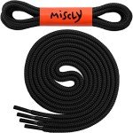 Miscly Round Boot Laces [1 Pair] Heavy Duty and Durable Shoelaces for Boots, Work Boots & Hiking Shoes (Black, 54 inches (137 cm))