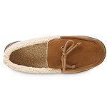 isotoner Men's Recycled Advanced Memory Foam Microsuede Vincent ECO Comfort Moccasin Slippers, Cognac, 9.5-10.5