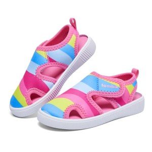 tombik Toddler Water Shoes Girls Swimming Beach Pool Aqua Sport Sandals Slides Slip Sock Sneakers Pink Rainbow Size 8
