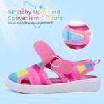 tombik Toddler Water Shoes Girls Swimming Beach Pool Aqua Sport Sandals Slides Slip Sock Sneakers Pink Rainbow Size 8