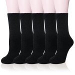 Eyean Women Wool Socks Thickened Winter Cozy Warm Hiking Soft Thermal Boot Crew Socks 5 Pairs (Black)