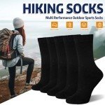 Eyean Women Wool Socks Thickened Winter Cozy Warm Hiking Soft Thermal Boot Crew Socks 5 Pairs (Black)