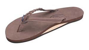 Rainbow Sandals Women’s Flirty Braidy Premier Leather w/Single Braided Strap, Expresso, Large / 7.5-8.5 B(M) US