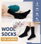 Eyean Women Wool Socks Thickened Winter Cozy Warm Hiking Soft Thermal Boot Crew Socks 5 Pairs (Black)
