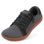SKASO Mens Walking Shoes Comfortable Wide Toe Casual Barefoot Shoes Men Zero Drop Minimalist Shoes with Zipper for Jogging Rehabilitation Training Dark Grey Size 13 Men Wide