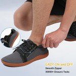 SKASO Mens Walking Shoes Comfortable Wide Toe Casual Barefoot Shoes Men Zero Drop Minimalist Shoes with Zipper for Jogging Rehabilitation Training Dark Grey Size 13 Men Wide