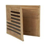 Lucky Brand Men's Bifold Wallet (Available in Cotton Canvas, Flag Embossed Leather-Tan, One Size