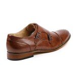 Metrocharm MC100 Men's Perforated Cap Toe Double Monk Strap Dress Shoes (10, Brown)