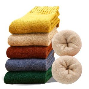 MOSOTECH Wool Socks for Women,5 Pairs Warm Winter Boot Socks for Hiking Walking, Thick Thermal Gifts Socks, Size 5-10
