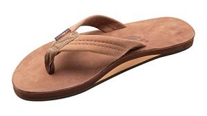 Rainbow Sandals Mens Luxury Leather - Single Layer Arch Support, Nogalas Wood, Mens size XXL / 12-13.5