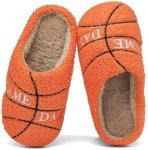 INMINPIN Kids Girls Boys Ball Sports Slippers Soft Curly House Shoes Memory Foam Non-Slip Indoor Outdoor Slippers for Sports Fan,Basketball,6-7 Big Kid