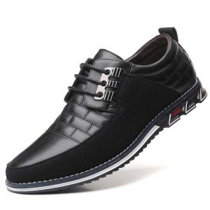 Mens Dress Shoes Black Casual Business Oxford Derby Orthopedic Leather Shoes Simple Lace-up Walk Loafers Flats Shoes for Men