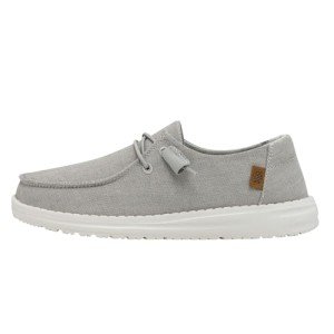 Hey Dude Women's Wendy Chambray Light Grey Size 8 | Women's Shoes | Women's Slip On Shoes | Comfortable & Light-Weight