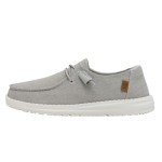 Hey Dude Women's Wendy Chambray Light Grey Size 8 | Women's Shoes | Women's Slip On Shoes | Comfortable & Light-Weight