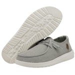 Hey Dude Women's Wendy Chambray Light Grey Size 8 | Women's Shoes | Women's Slip On Shoes | Comfortable & Light-Weight