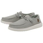 Hey Dude Women's Wendy Chambray Light Grey Size 8 | Women's Shoes | Women's Slip On Shoes | Comfortable & Light-Weight