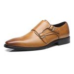 La Milano Mens Double Monk Strap Slip-on Loafer Oxford Formal Business Casual Dress Shoes for Men, Charles-1-cognac, 11
