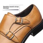 La Milano Mens Double Monk Strap Slip-on Loafer Oxford Formal Business Casual Dress Shoes for Men, Charles-1-cognac, 11