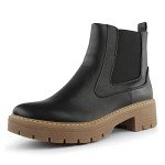 Hawkwell Women's Slip On Chunky Heel Ankle Chelsea Boot,Black PU,8 M US