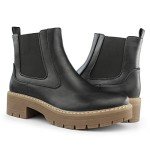 Hawkwell Women's Slip On Chunky Heel Ankle Chelsea Boot,Black PU,8 M US